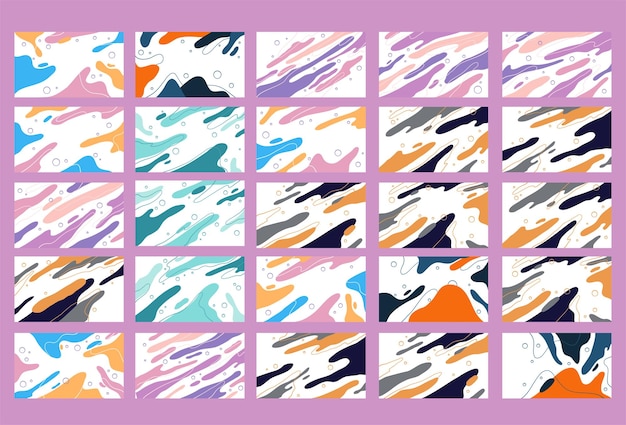 Colorful abstract artistic backgrounds featuring bold lines and fluid forms in a bright