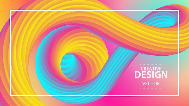 Colorful abstract futuristic 3d shape Hipster geometric gradient background Creative cover design