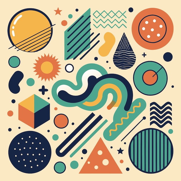 Colorful Abstract Geometric Art Modern Design with Dynamic Shapes