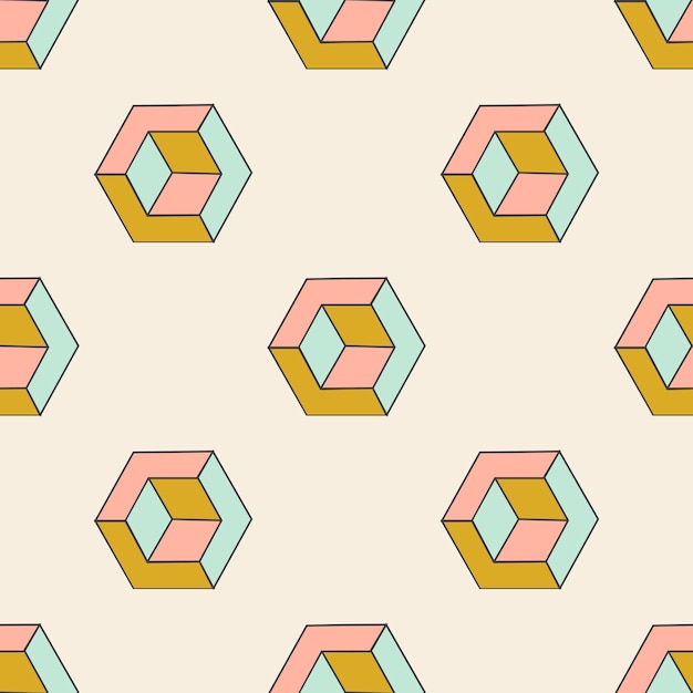 Colorful abstract geometric seamless pattern with cubes. Tile background.