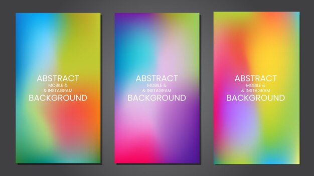 Colorful Abstract Gradient Background for Mobile and Instagram Stories Set EPS Vector