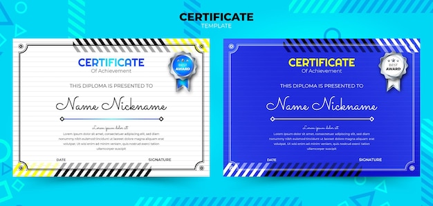 colorful abstract gradient background set certificate template