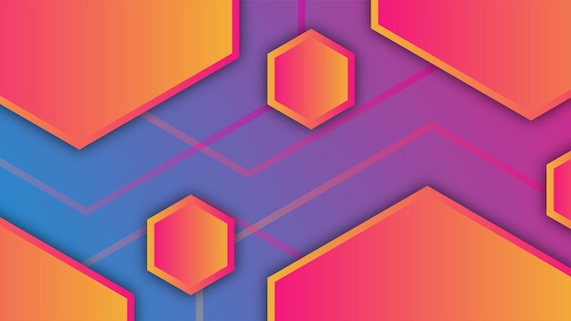 Colorful abstract hexagonal background with gradient effect