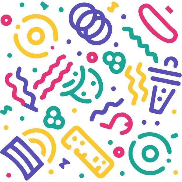 Colorful abstract pattern with various shapes and lines
