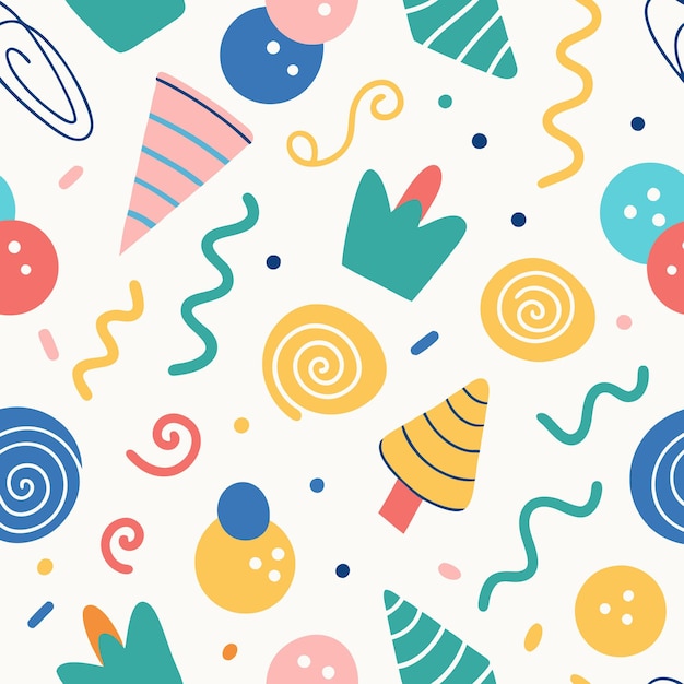 Colorful Abstract Shapes Seamless Pattern Design