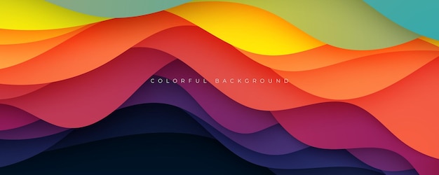 Colorful abstract wavy papercut layers background gradient shape design vector