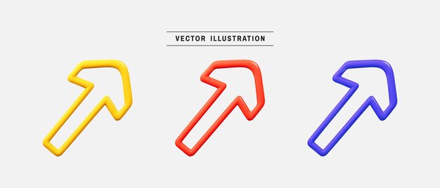 Colorful arrows 3d icon set realistic vector illustration in cartoon minimal style
