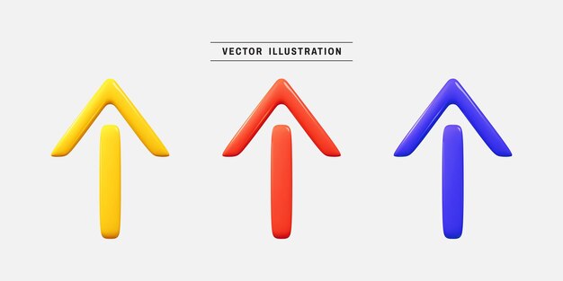 Colorful arrows 3d icon set realistic vector illustration in cartoon minimal style