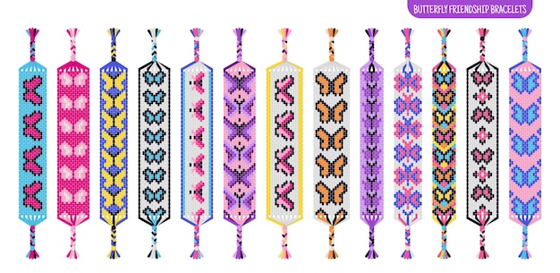 colorful butterfly handmade friendship bracelets set of threads or beads macrame normal pattern tutorial