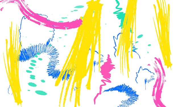 Colorful children pencil doodle seamless pattern illustration Childish freehand scribble
