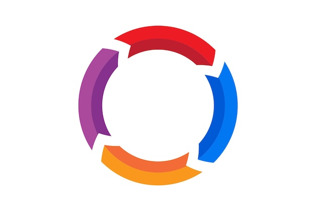 Colorful Circular Graphic with Interlocking Segments Segmented circle arrow rotation icon