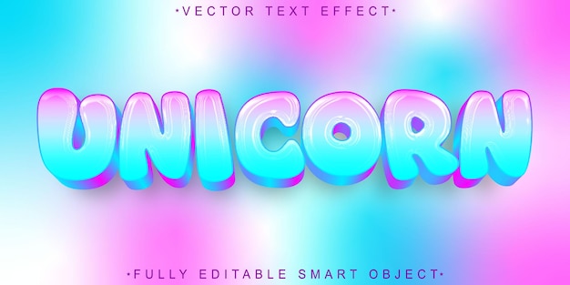 colorful cute unicorn vector fully editable smart object text effect