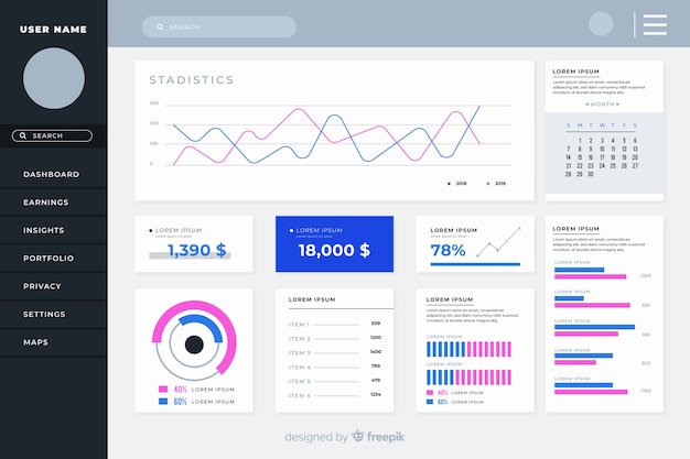 Colorful dashboard user panel