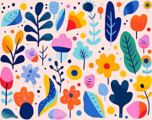 Colorful Designs for Floral Background Flat Design for Children in the Style of Etel Adnan