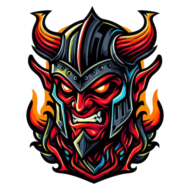 colorful Devil with black helmet vector