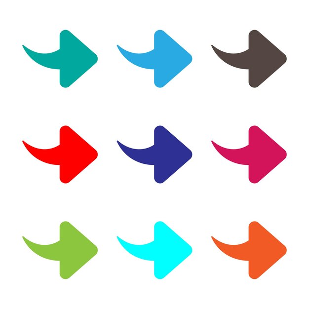 Colorful directional arrow icons set Vector arrow symbols isolated on white background