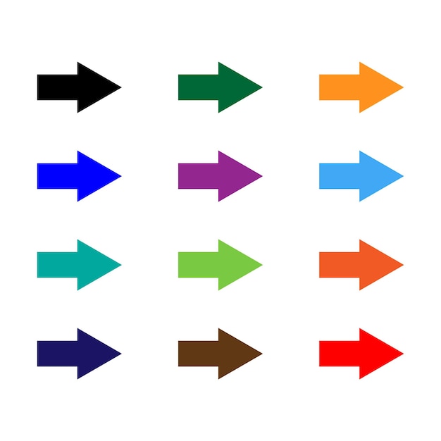 Colorful directional arrow icons set Vector arrow symbols isolated on white background