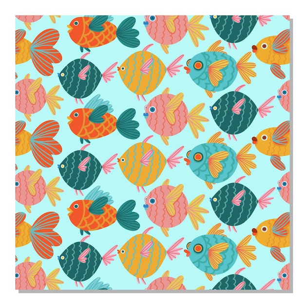 colorful fish vector seamless pattern design for print