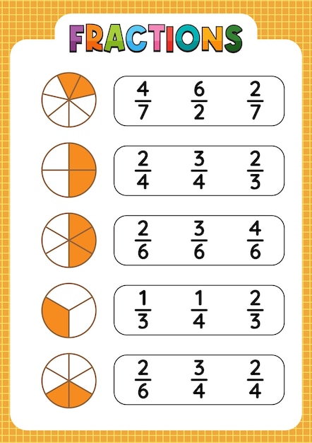 Colorful Fractions Educational Chart