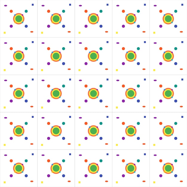 Colorful Geometric Arrangement with Circles and Squares