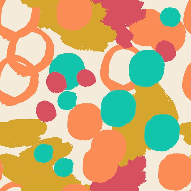 colorful geometric calligraphic grunge seamless pattern with hand drawn brush strokes, circles, ring