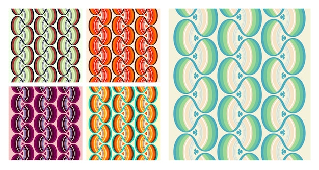 Colorful geometric groovy  retro pattern collection