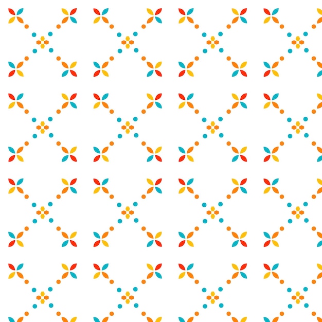 Colorful Geometric Pattern with Dots and Flowers