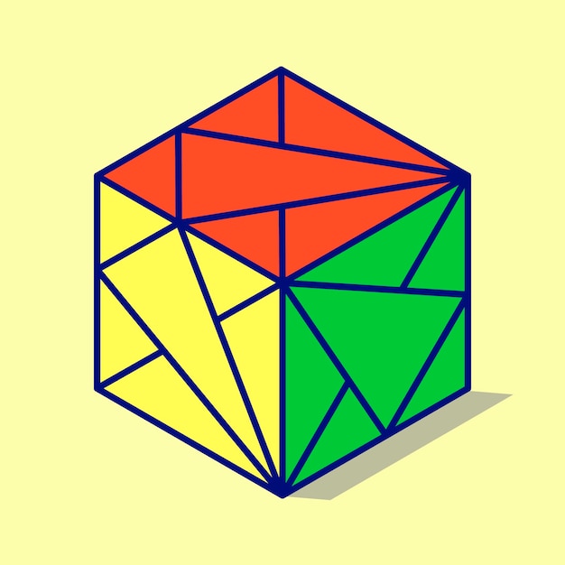 Colorful Geometric Polygonal Cube Vector Illustration