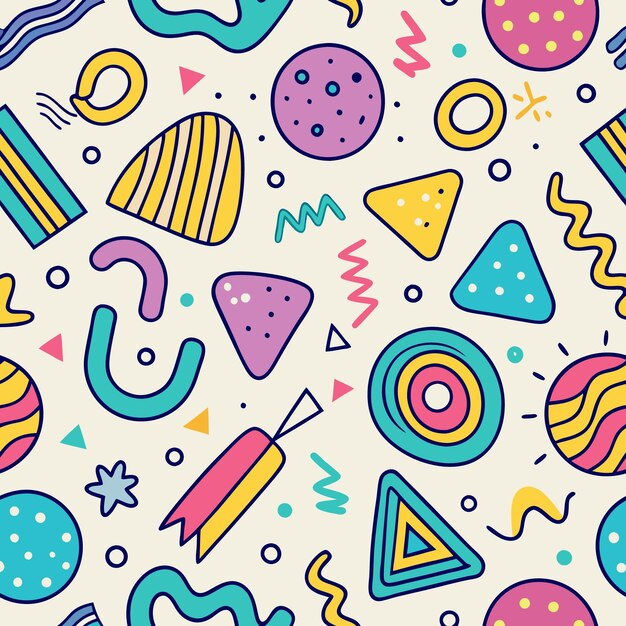 Colorful Geometric Shapes Seamless Pattern Background