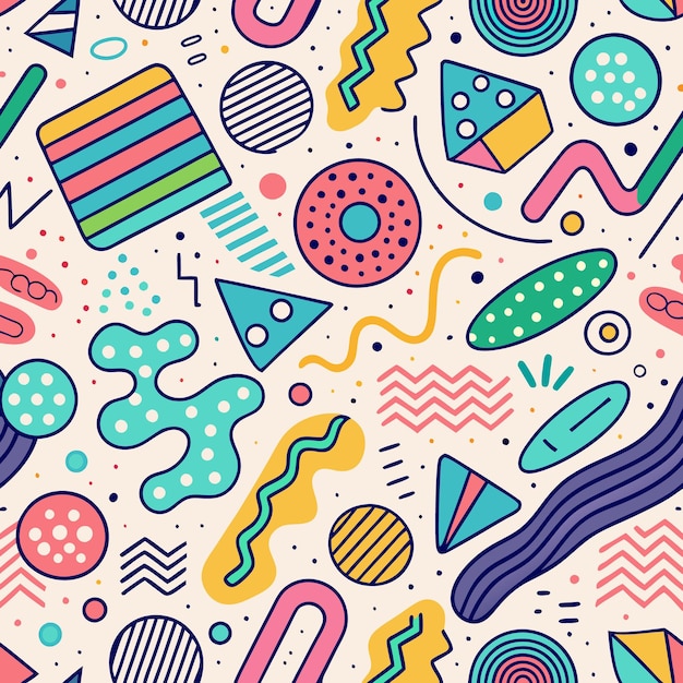 Colorful Geometric Shapes Seamless Pattern