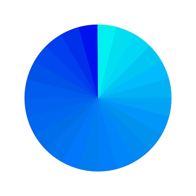 colorful gradient pie chart with various shades of blue abstract vector illustration of a pie chart
