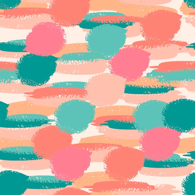 colorful grunge seamless pattern with abstract hand drawn brush strokes and paint splashes