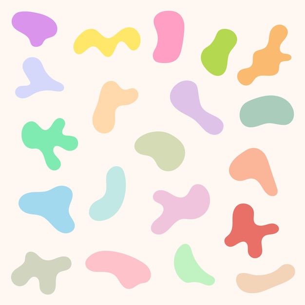 Colorful handdrawn abstract blob shapes collection