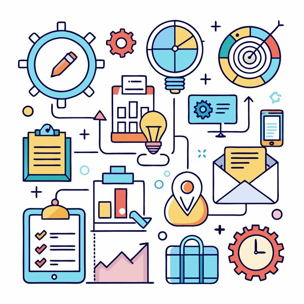Colorful illustration of a business workflow process