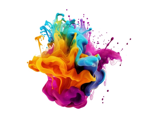 colorful ink splash on white background