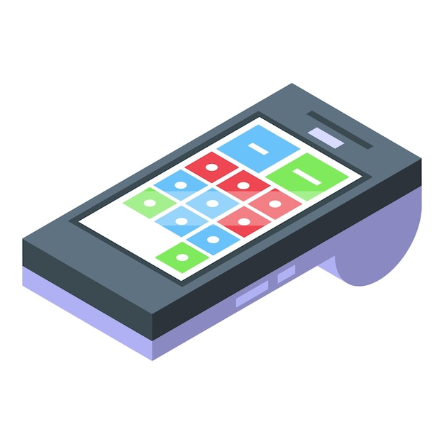 colorful isometric smartphone with app icons on screen isolated on white
