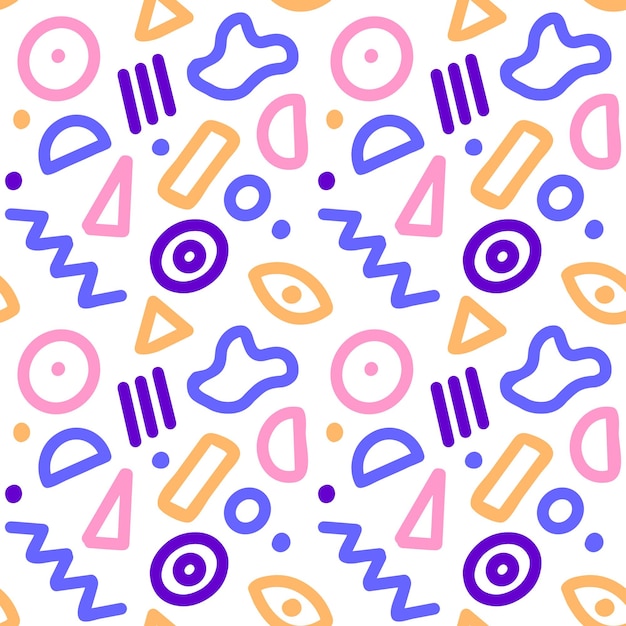 Colorful line doodle seamless pattern Creative abstract art background