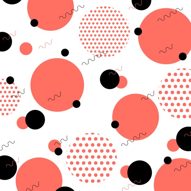Colorful living coral memphis circle color pattern