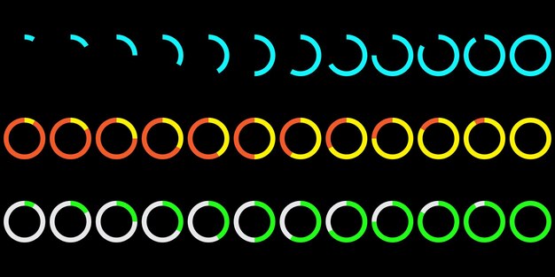 colorful loading icons progress circle set various colors shown vector design