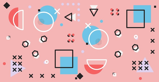 Colorful multicolored panoramic abstract background from different geometric shapes - Vector