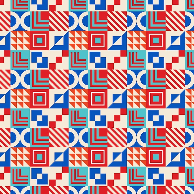 Colorful neo geometric pattern. Grid with color geometrical shapes. Modern abstract background vecto