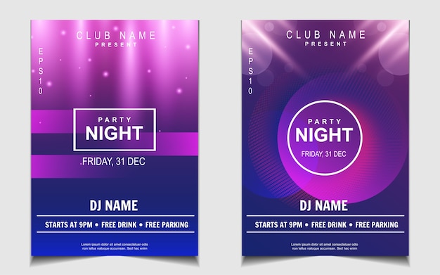 Colorful neon light party music poster design
