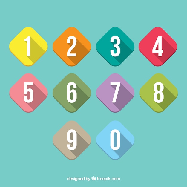 colorful number collection with flat design