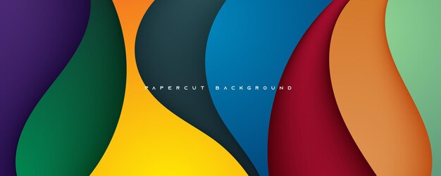 Colorful papercut background wavy cutout layers decoration design vector