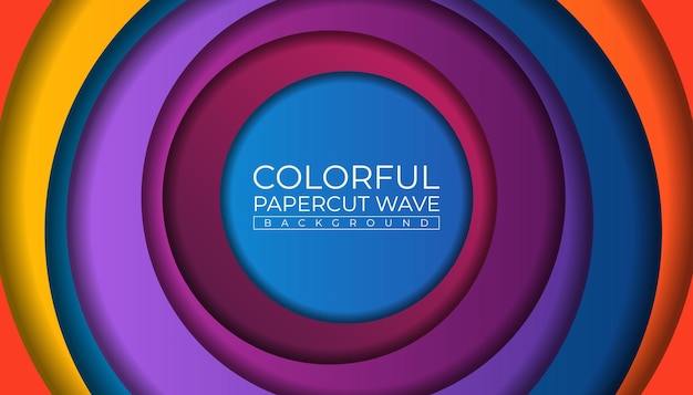 Colorful Papercut Circle Wave Background
