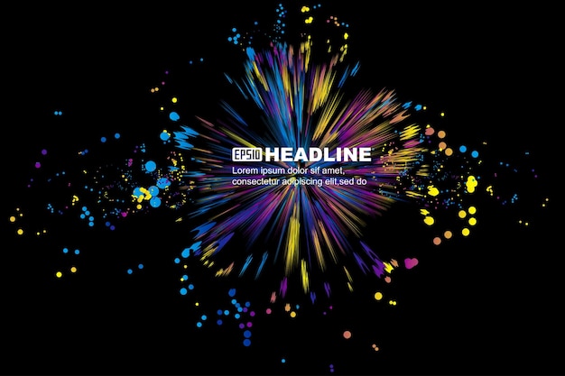 Colorful particle and radiation abstract graphics texture vector background