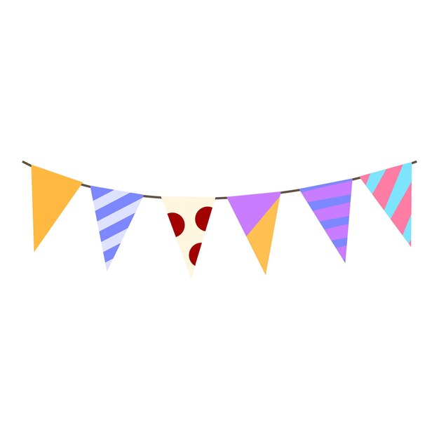 Colorful party flags hanging on a string decoration