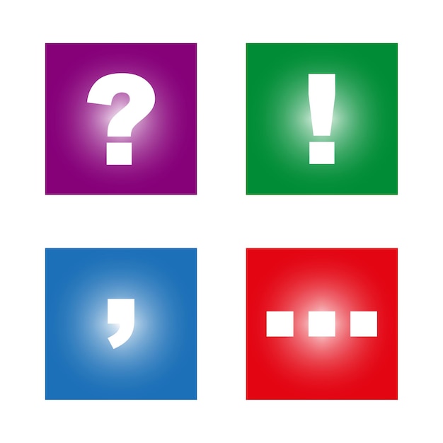Colorful punctuation mark backgrounds Question exclamation mark ellipses comma sign