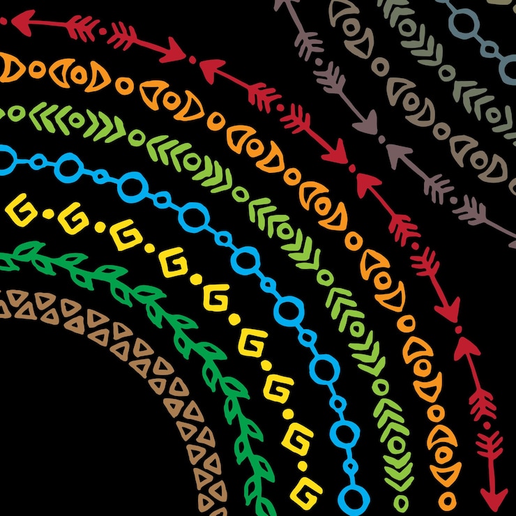 Vektör colorful rainbow ethnic tribal brushes vector set