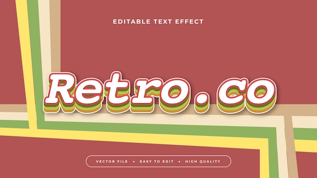 colorful retro 3d editable text effect font style